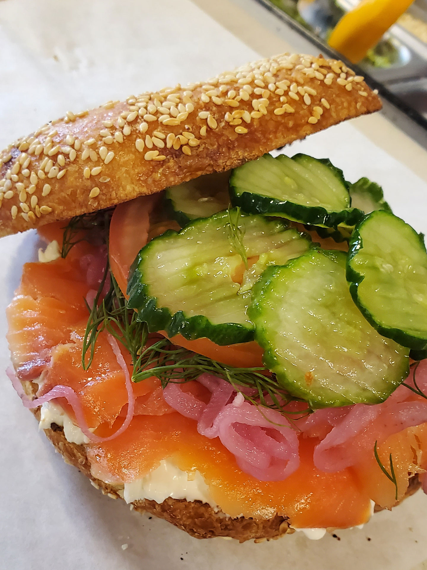 Inglorious Bagels lox sandwich